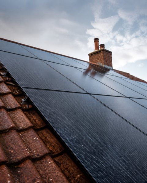 Close-up solar panel installation